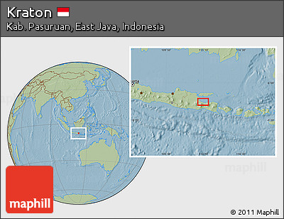 Savanna Style Location Map of Kraton, hill shading