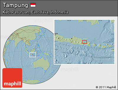 Savanna Style Location Map of Tampung, hill shading
