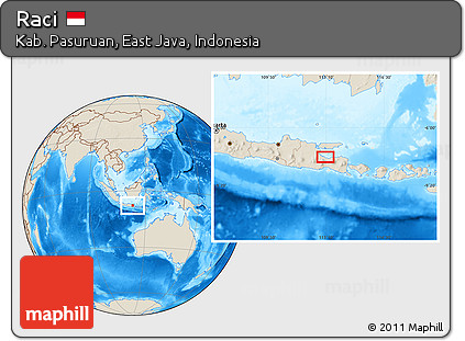 Shaded Relief Location Map of Raci