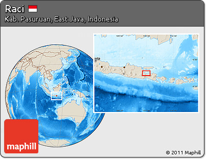 Shaded Relief Location Map of Raci
