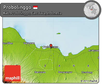 Physical Map of Probolinggo