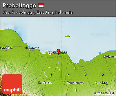 Physical Map of Probolinggo
