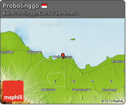 Physical Map of Probolinggo