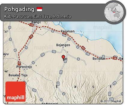 Shaded Relief Map of Pohgading