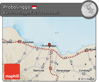 Shaded Relief Map of Probolinggo