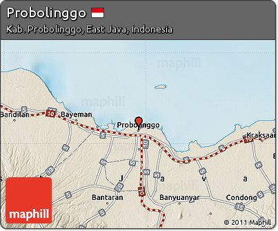 Shaded Relief Map of Probolinggo