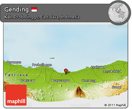 Physical Panoramic Map of Gending