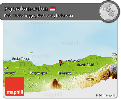 Physical Panoramic Map of Pajarakan-kulon