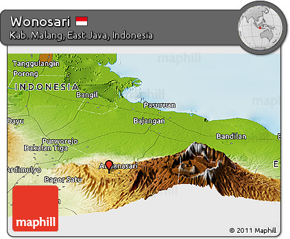 Physical Panoramic Map of Wonosari