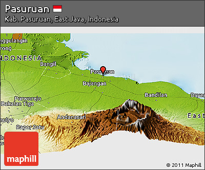 Physical Panoramic Map of Pasuruan