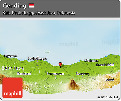 Physical Panoramic Map of Gending