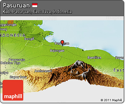 Physical Panoramic Map of Pasuruan