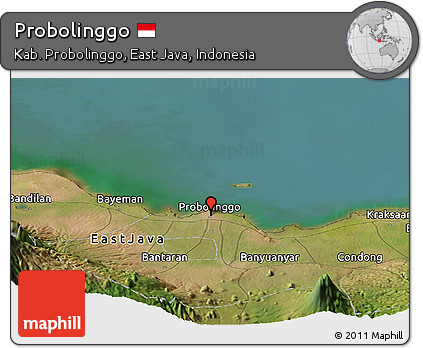 Satellite Panoramic Map of Probolinggo