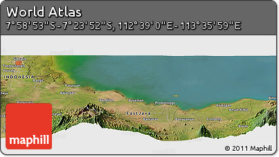 Satellite Panoramic Map of the Area around 7° 41' 23" S, 113° 7' 30" E
