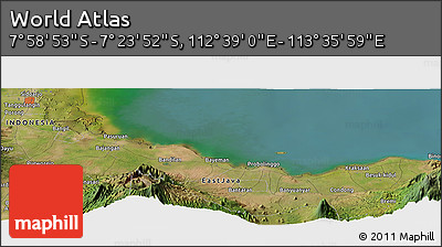 Satellite Panoramic Map of the Area around 7° 41' 23" S, 113° 7' 30" E