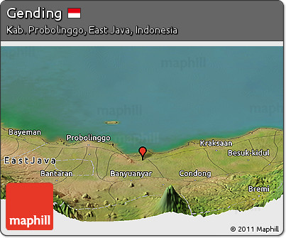 Satellite Panoramic Map of Gending