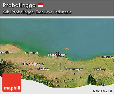 Satellite Panoramic Map of Probolinggo