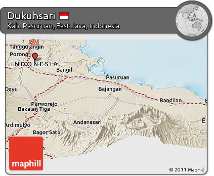 Shaded Relief Panoramic Map of Dukuhsari