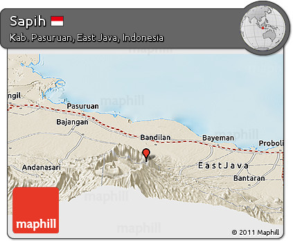 Shaded Relief Panoramic Map of Sapih