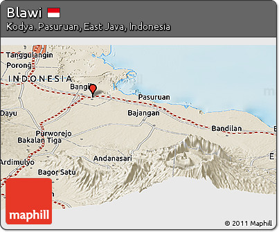 Shaded Relief Panoramic Map of Blawi