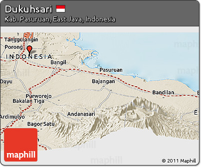 Shaded Relief Panoramic Map of Dukuhsari