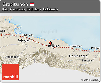 Shaded Relief Panoramic Map of Gratitunon