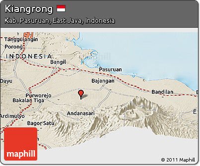 Shaded Relief Panoramic Map of Kiangrong