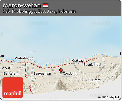 Shaded Relief Panoramic Map of Maron-wetan