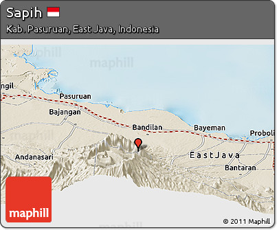 Shaded Relief Panoramic Map of Sapih