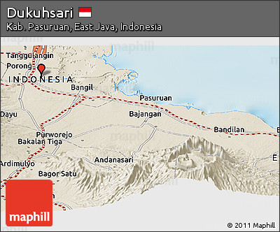 Shaded Relief Panoramic Map of Dukuhsari