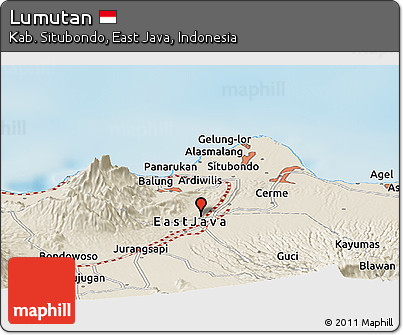 Shaded Relief Panoramic Map of Lumutan