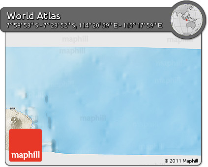 Shaded Relief 3D Map of the Area around 7° 41' 23" S, 114° 49' 29" E