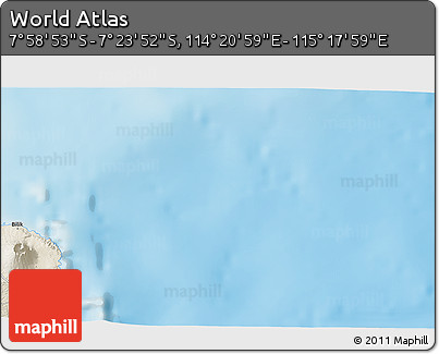 Shaded Relief 3D Map of the Area around 7° 41' 23" S, 114° 49' 29" E