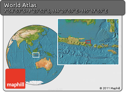 Satellite Location Map of the Area around 7° 41' 23" S, 114° 49' 29" E