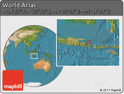 Satellite Location Map of the Area around 7° 41' 23" S, 114° 49' 29" E