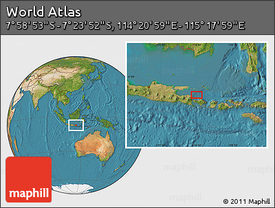 Satellite Location Map of the Area around 7° 41' 23" S, 114° 49' 29" E