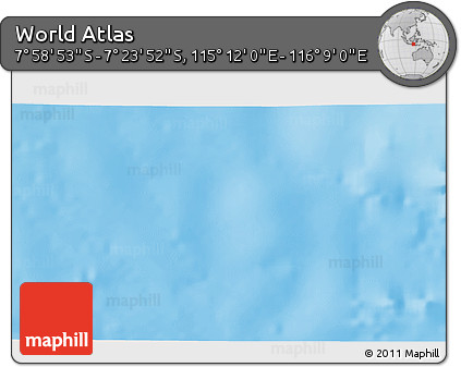Shaded Relief 3D Map of the Area around 7° 41' 23" S, 115° 40' 30" E