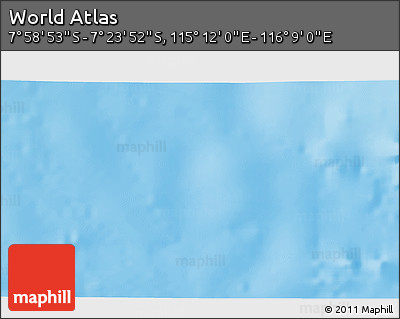 Shaded Relief 3D Map of the Area around 7° 41' 23" S, 115° 40' 30" E