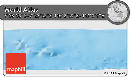 Physical Panoramic Map of the Area around 7° 41' 23" S, 116° 31' 30" E