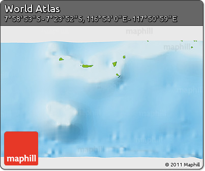 Physical 3D Map of the Area around 7° 41' 23" S, 117° 22' 30" E