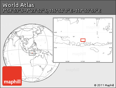 Blank Location Map of the Area around 7° 41' 23" S, 117° 22' 30" E