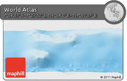 Shaded Relief Panoramic Map of the Area around 7° 41' 23" S, 117° 22' 30" E