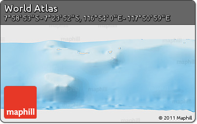 Shaded Relief Panoramic Map of the Area around 7° 41' 23" S, 117° 22' 30" E
