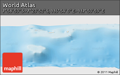 Shaded Relief Panoramic Map of the Area around 7° 41' 23" S, 117° 22' 30" E