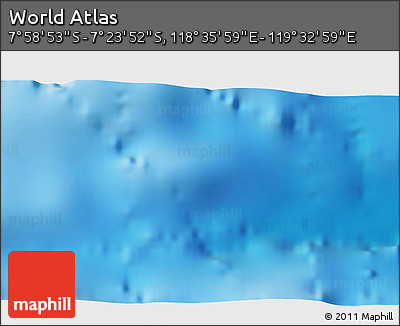 Physical 3D Map of the Area around 7° 41' 23" S, 119° 4' 29" E