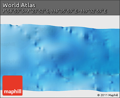 Shaded Relief 3D Map of the Area around 7° 41' 23" S, 119° 4' 29" E