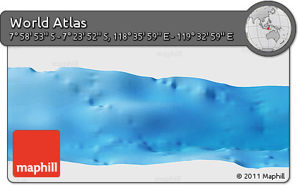 Physical Panoramic Map of the Area around 7° 41' 23" S, 119° 4' 29" E