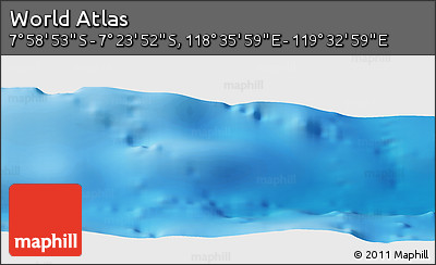 Physical Panoramic Map of the Area around 7° 41' 23" S, 119° 4' 29" E