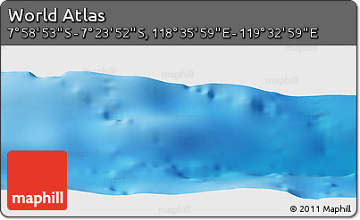 Physical Panoramic Map of the Area around 7° 41' 23" S, 119° 4' 29" E