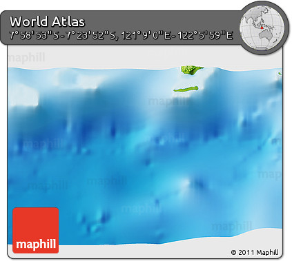 Physical 3D Map of the Area around 7° 41' 23" S, 121° 37' 30" E